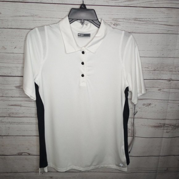 LIJA WHITE/BLACK WOMEN'S SZ LARGE GOLF TENNIS TOP